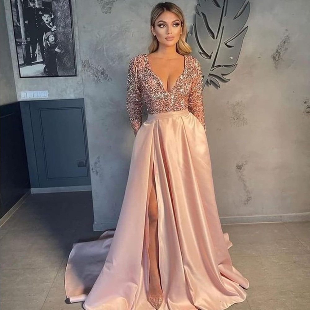 Glamorous Sequin Blush Evening Dress